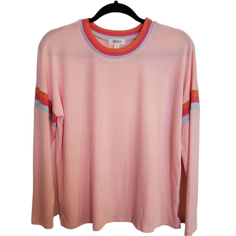 Style & Co Striped Long Sleeve Crewneck Top